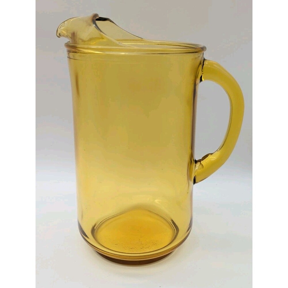 1960s Libbey Bolero Amber 10" Ice Lip Water Ice Tea Lemonade Drink Pitcher